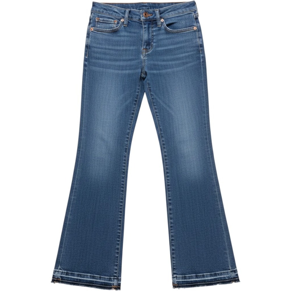 Madewell Mid-Rise Kick Out Jeans Blue Medium Wash Raw Hem Size 26 Womens